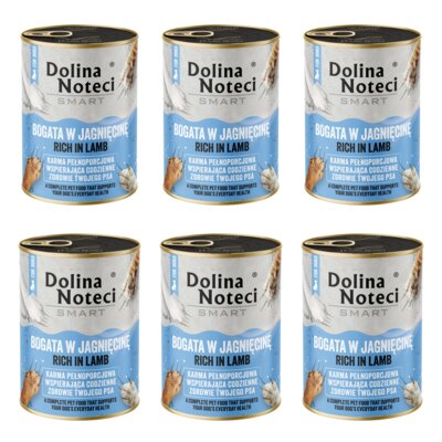 Karma dla psa DOLINA NOTECI Smart Bogata w jagnięcinę 6 x 400 g