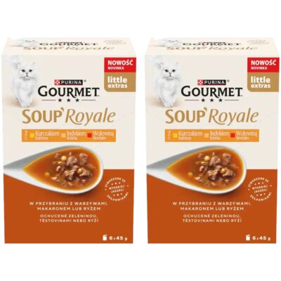 Karma dla kota PURINA Gourmet Soup Royale z kurczakiem, indykiem i wołowiną 12 x 45 g