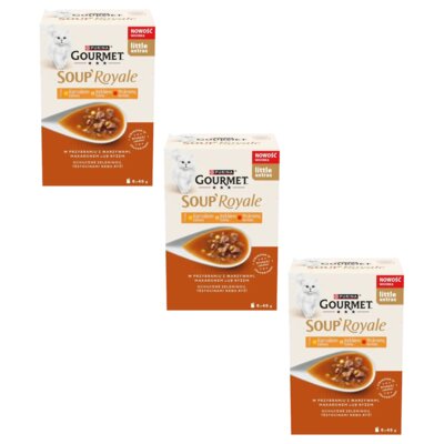 Karma dla kota PURINA Gourmet Soup Royale z kurczakiem, indykiem i wołowiną 18 x 45 g