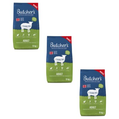 Karma dla psa BUTCHER'S Original Adult Jagnięcina 3 x 15 kg