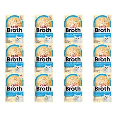 Przysmak dla kota INABA Ciao Broth Kurczak z przegrzebkami w bulionie 12 x 40 g