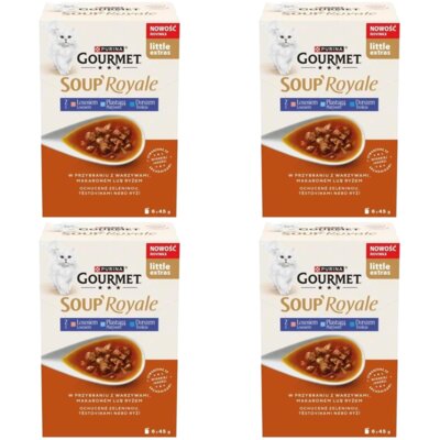 Karma dla kota PURINA Gourmet Soup Royale z Łososiem, Płastugą i Dorszem 24 x 45 g