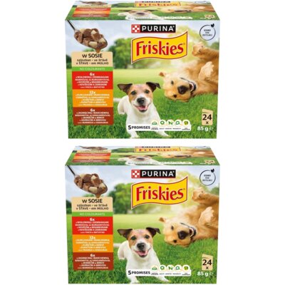 Karma dla psa FRISKIES Mix smaków Wołowina, Kurczak, Jagnięcina w sosie 48 x 85 g