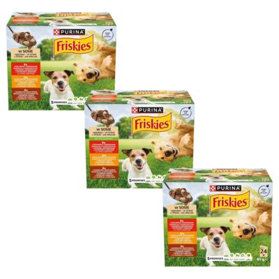 Karma dla psa FRISKIES Mix smaków Wołowina, Kurczak, Jagnięcina w sosie 72 x 85 g