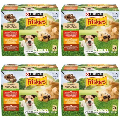 Karma dla psa FRISKIES Mix smaków Wołowina, Kurczak, Jagnięcina w sosie 96 x 85 g