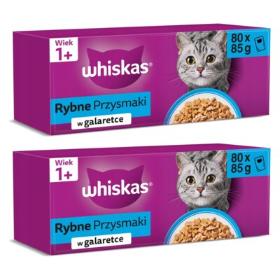 Whiskas mokra karma dla kota rybne przysmaki w galaretce 160 x 85 g