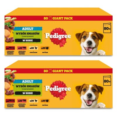 Karma dla psa PEDIGREE Adult Wybór Smaków z warzywami w sosie (160 x 100 g)
