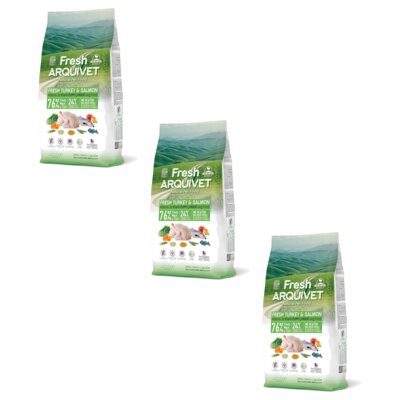 Karma dla psa ARQUIVET Fresh Półwilgotna Indyk i łosoś 3 x 10 kg