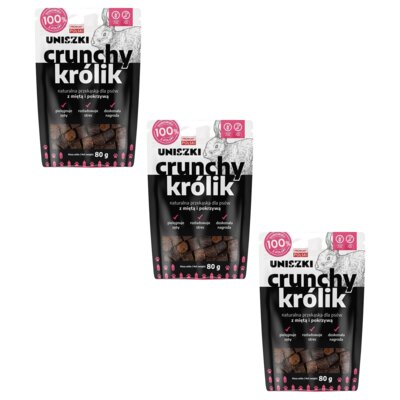 Przysmak dla psa UNISZKI Crunchy Królik z miętą i pokrzywą 3 x 80 g