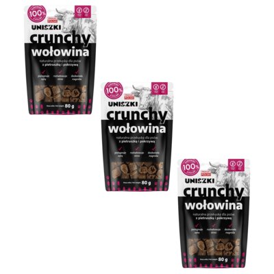 Przysmak dla psa UNISZKI Crunchy Wołowina z pietruszką i pokrzywą 3 x 80 g