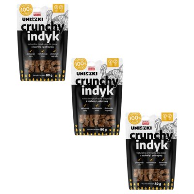 Przysmak dla psa UNISZKI Crunchy Indyk z szałwią i pokrzywą 3 x 80 g