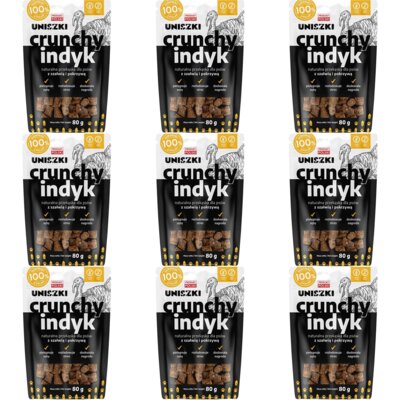 Przysmak dla psa UNISZKI Crunchy Indyk z szałwią i pokrzywą 9 x 80 g