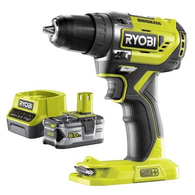 Wiertarko-wkrętarka RYOBI ONE+ R18DD5-0 + Akumulator RYOBI RC18120-150 5Ah 18V + Ładowarka