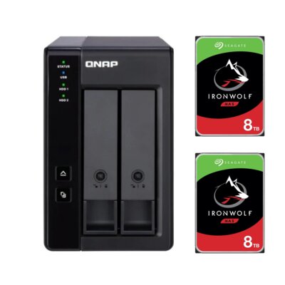 Serwer plików QNAP TR-002 + Dysk SEAGATE IronWolf NAS 8TB HDD (2 szt.)
