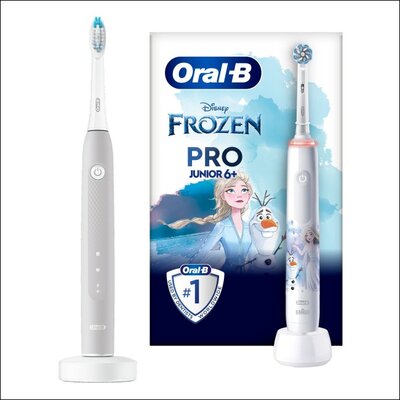 Szczoteczka soniczna ORAL-B Pulsonic Slim Clean 2000 Szary + Szczoteczka rotacyjna ORAL-B Kids Pro Junior Kraina Lodu