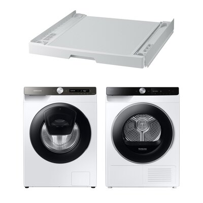 Pralka SAMSUNG WW80T554DAT AI Control AddWash 8kg 1400 obr + Suszarka SAMSUNG AI DV90DG6845LKU4 z pompą ciepła + Łącznik SAMSUNG SKK-UDW
