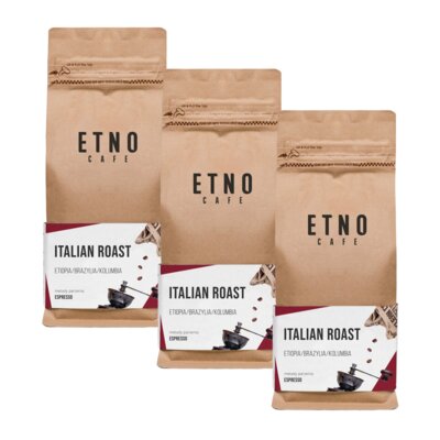 Kawa ziarnista ETNO CAFE Italian Roast Arabica 3 x 1 kg