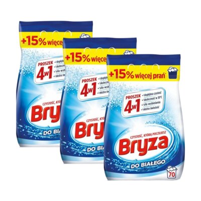 Proszek do prania BRYZA 4w1 White 3 x 4.55 kg do białych tkanin