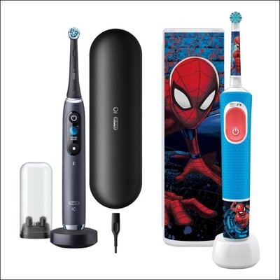 Szczoteczka magnetyczna ORAL-B iO 9 Czarny + Szczoteczka rotacyjna ORAL-B Kids Pro Spiderman + Etui