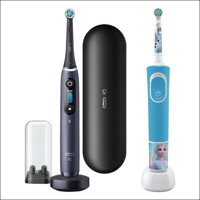 Szczoteczka magnetyczna ORAL-B iO 8 Czarny + Szczoteczka rotacyjna ORAL-B Kids 3+ Kraina Lodu