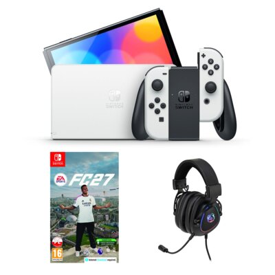 Konsola NINTENDO Switch Oled Biała + EA SPORTS FC 27 Gra NINTENDO SWITCH + Słuchawki MAD DOG GH200K Nauszne
