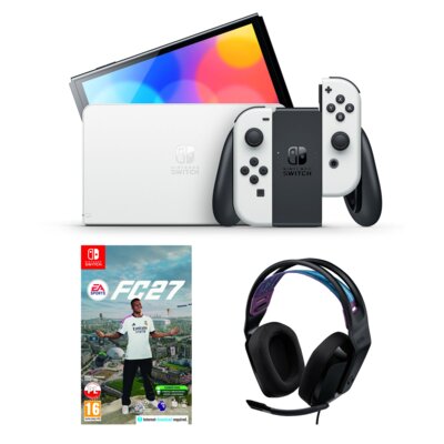 Konsola NINTENDO Switch Oled Biała + EA SPORTS FC 27 Gra NINTENDO SWITCH + Słuchawki LOGITECH G335 Nauszne Czarny