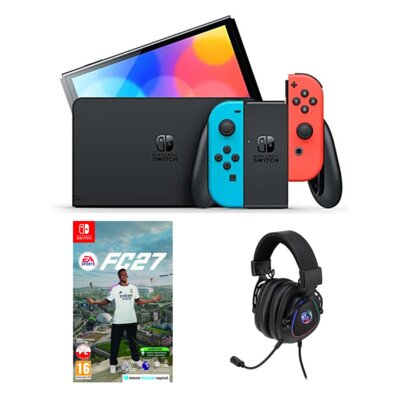 Konsola NINTENDO Switch Oled Czerwono-niebieska + EA SPORTS FC 27 Gra NINTENDO SWITCH + Słuchawki MAD DOG GH200K Nauszne