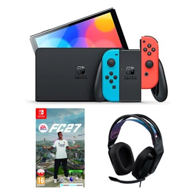 Konsola NINTENDO Switch Oled Czerwono-niebieska + EA SPORTS FC 27 Gra NINTENDO SWITCH + Słuchawki LOGITECH G335 Nauszne Czarny