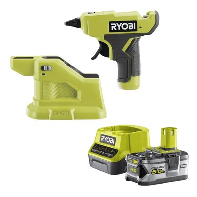 Pistolet do kleju RYOBI RGLM18-0 + Akumulator RYOBI RC18120-150 5Ah 18V + Ładowarka