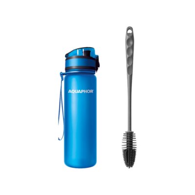 Butelka filtrująca AQUAPHOR City Niebieski + Szczotka do butelek CLEANBOTTLE 32 cm