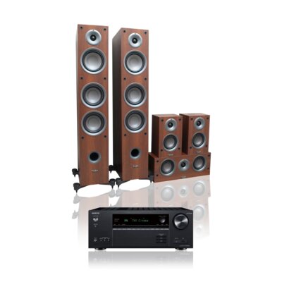 Zestaw Kina domowego ONKYO TX-NR6100B Czarny + Kolumny Głośnikowe 5.0 TAGA HARMONY TAV-507 Orzechowe 7.2-kanałowy, 4K, DTS:X, BT, HDR10