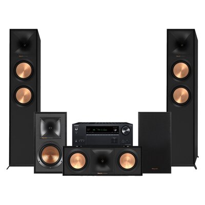 Amplituner Onkyo TX-NR6100 Czarny + Kolumna głośnikowa KLIPSCH R-605FA Czarny (2 szt.) + Głośnik centralny KLIPSCH Reference R-50C Czarny (1 szt.) + Kolumny głośnikowe KLIPSCH R-51M Czarny (2 szt.)