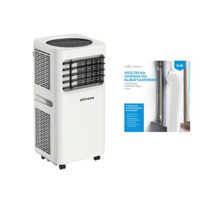 Klimatyzator przenośny VOLTENO VO2786 Funkcja Sleep Osuszanie Timer Tryb Auto Biały + Uszczelka okienna MILLA HOME do klimatyzatorów przenośnych ACA101