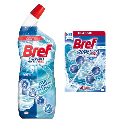 Żel do czyszczenia toalety BREF Power Aktiv Gel Ocean 700 ml + Kostka do WC BREF Power Aktiv Ocean 2x50g