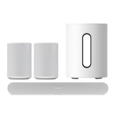 Zestaw Kina Domowego Sonos Ray + Sub Mini + Era 100 (2 szt.) Biały Wyjście optyczne, Wi-Fi, AirPlay2, Sterowanie dotykowe, Korektor graficzny