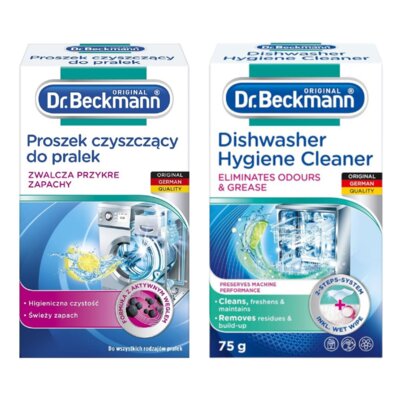 Proszek do czyszczenia pralek DR BECKMANN 0.25 kg Uniwersalny + Proszek do czyszczenia zmywarek DR BECKMANN 75 g