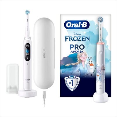 Szczoteczka magnetyczna ORAL-B IO 9 Biały + Szczoteczka rotacyjna ORAL-B Kids Pro Junior Kraina Lodu