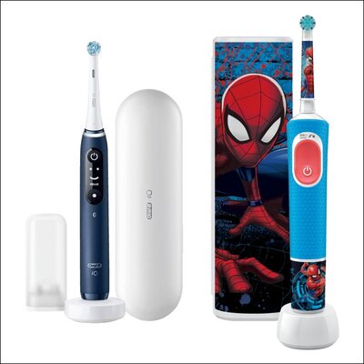 Szczoteczka magnetyczna ORAL-B IO 7 Sapphire Blue + Szczoteczka rotacyjna ORAL-B Kids Pro Spiderman + Etui