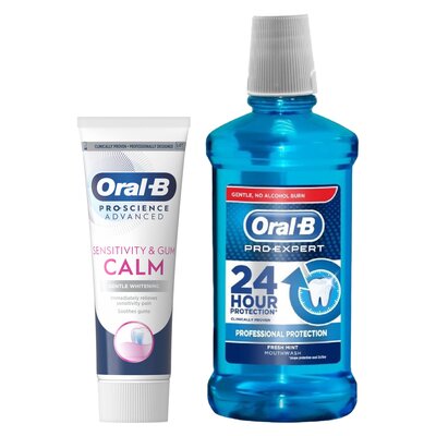 Płyn do płukania jamy ustnej ORAL-B Pro-Expert Professional Protection 500 ml + Pasta do zębów ORAL-B Sensitivity & Gum Calm 75 ml
