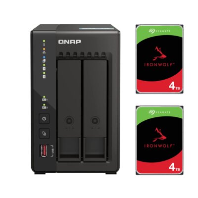 Serwer plików QNAP TS-253E-8G 8GB RAM + Dysk SEAGATE IronWolf 4TB HDD (2 szt.)