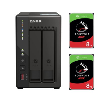 Serwer plików QNAP TS-253E-8G 8GB RAM + Dysk SEAGATE IronWolf NAS 8TB HDD (2 szt.)
