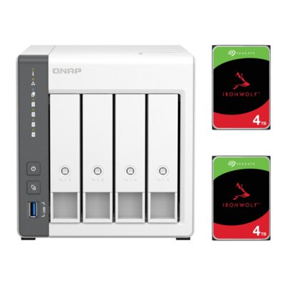 Serwer plików QNAP TS-433-4G 4GB RAM + Dysk SEAGATE IronWolf 4TB HDD (2 szt.)