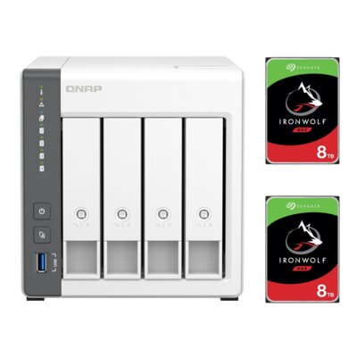 Serwer plików QNAP TS-433-4G 4GB RAM + Dysk SEAGATE IronWolf NAS 8TB HDD (2 szt.)
