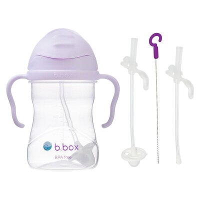 Butelka B.BOX BB00518 Fioletowy + Słomka B.BOX BB00525 (2 sztuki)