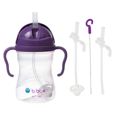 Butelka B.BOX BB00504 Fioletowy + Słomka B.BOX BB00525 (2 sztuki)