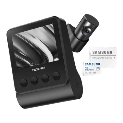 Wideorejestrator DDPAI Z50 GPS + kamera tylna + Karta pamięci SAMSUNG Pro Endurance microSDXC 128GB + Adapter