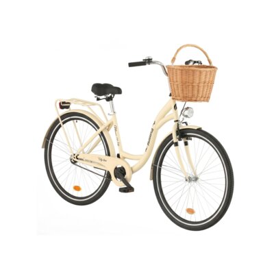 Rower miejski INDIANA Moena S1B 28 cali damski Cappuccino 2025 + Koszyk wiklinowy na rower VÖGEL VKS-505 Stylowy