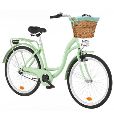 Rower miejski INDIANA Moena S1B 26 cali damski Miętowy 2025 + Koszyk wiklinowy na rower VÖGEL VKS-502 Stylowy + Wkład do koszyka VÖGEL VKSC705MT Miętowy