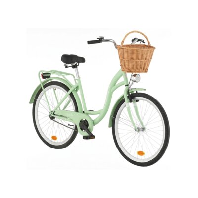 Rower miejski INDIANA Moena S1B 26 cali damski Miętowy 2025 + Koszyk wiklinowy na rower VÖGEL VKS-505 Stylowy