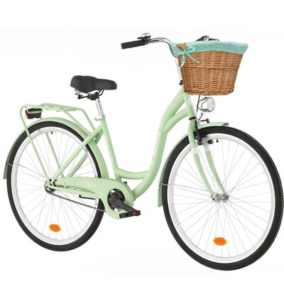 Rower miejski INDIANA Moena S1B 28 cali damski Miętowy 2025 + Koszyk wiklinowy na rower VÖGEL VKS-502 Stylowy + Wkład do koszyka VÖGEL VKSC705MT Miętowy